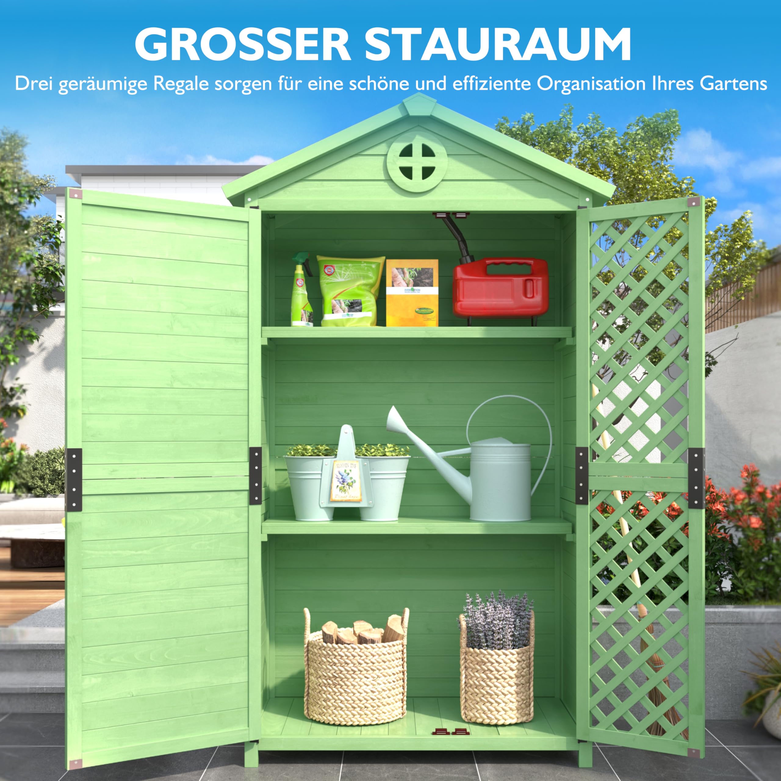 Mobili da giardino in legno, per esterni, per giardino, terrazza, non sbiadisce, resistente alle intemperie, senza manutenzione, ecologico, sicuro e protetto (verde)