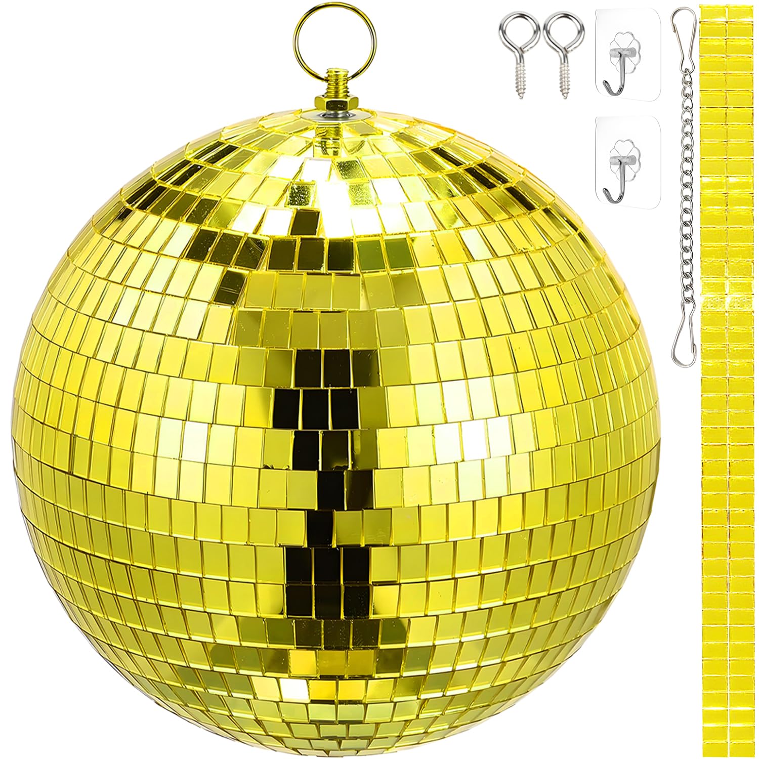 Boule disco à suspendre - 25 cm - Avec mini miroir autocollant et crochet - Idéale pour les fêtes ou les DJ