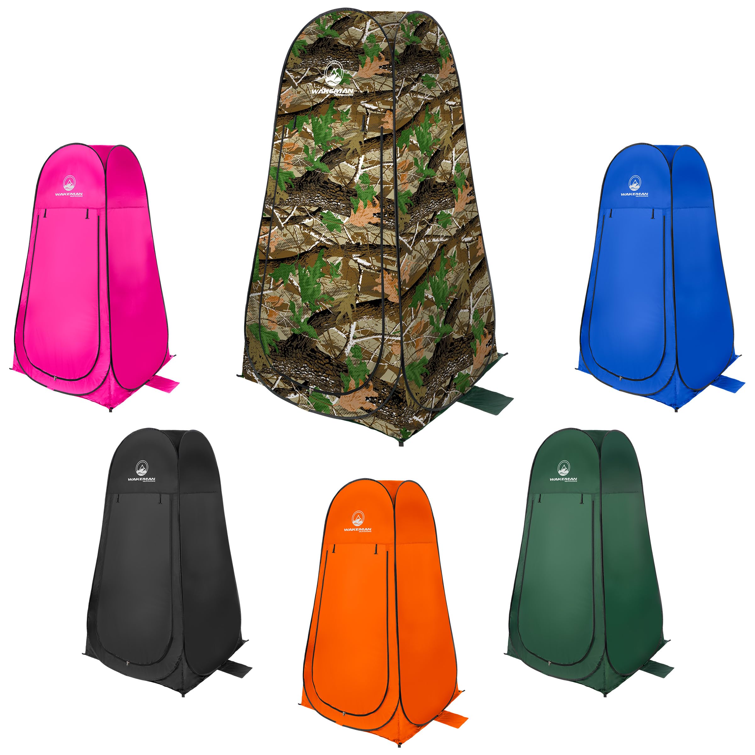 Wakeman Outdoors Pop-Up-Pod – Sichtschutz-Duschzelt, Ankleidezimmer oder tragbare Toilettenkabine mit Tragetasche für Camping, Strand oder Heckklappe (Camo)