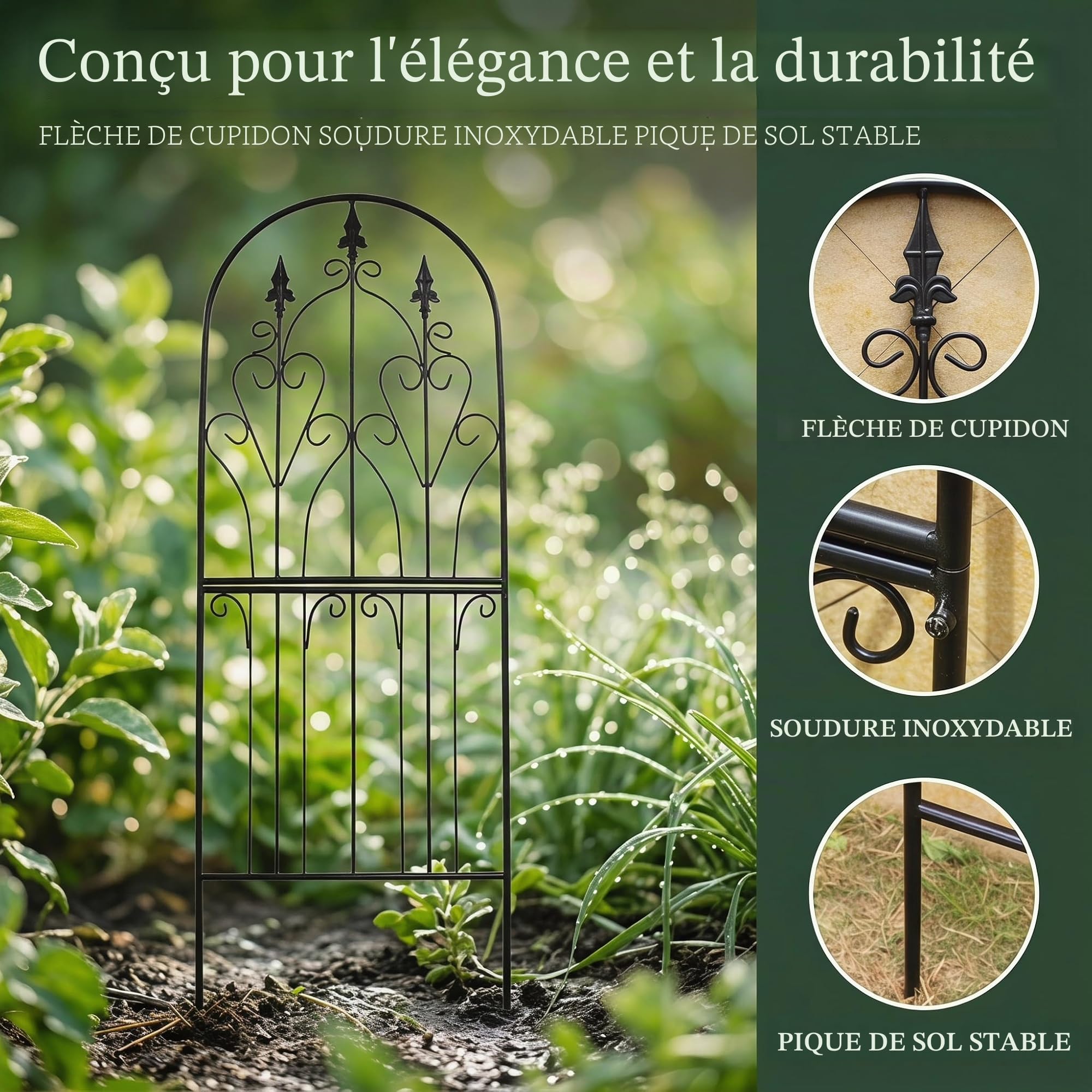 Treillis pour Plantes Grimpantes 150 cm x 55 cm x 1,3 cm Métal Design Unique Structure Décorative de Jardin Résistante aux Intempéries Treillis Extérieur Décor Fleures Roses Vignes Lierre Clématites