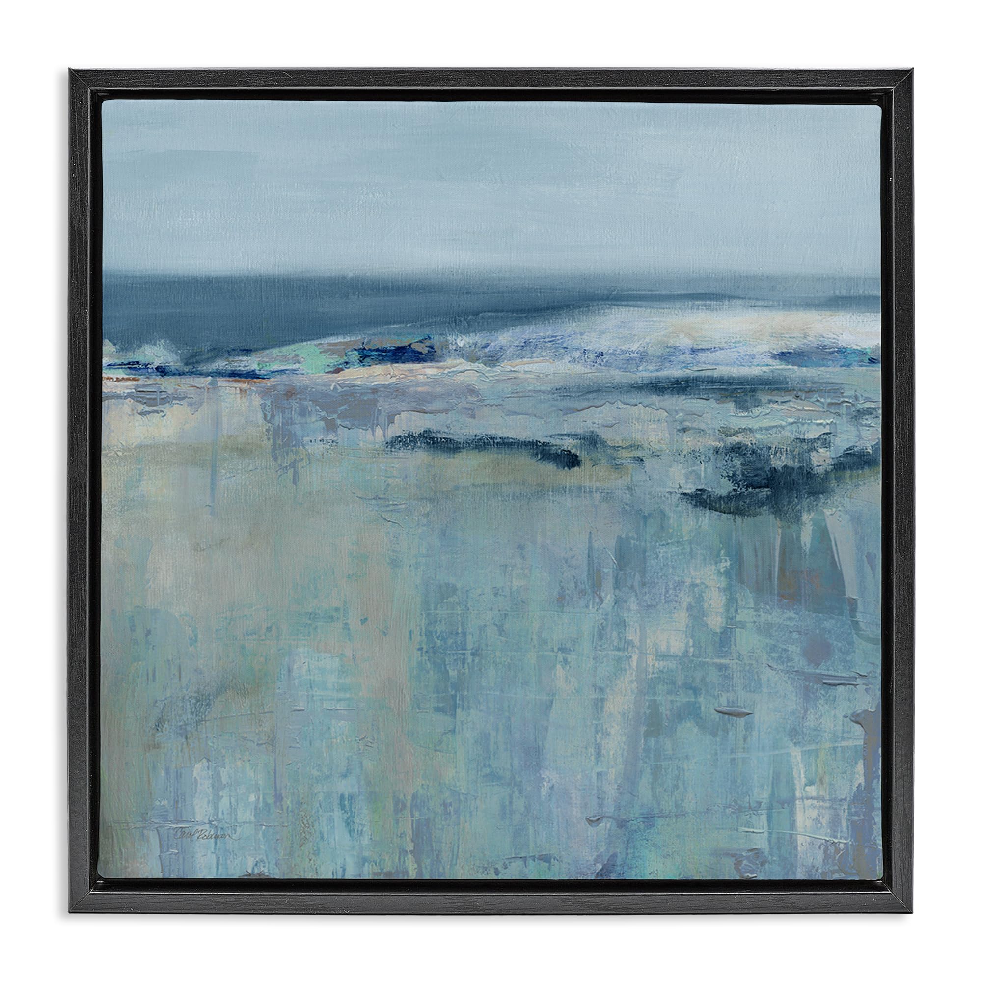 Stupell Industries Jet Black (Matte) 'Serene Abstract Pastel Seascape'| Floating Frame Canvas Art