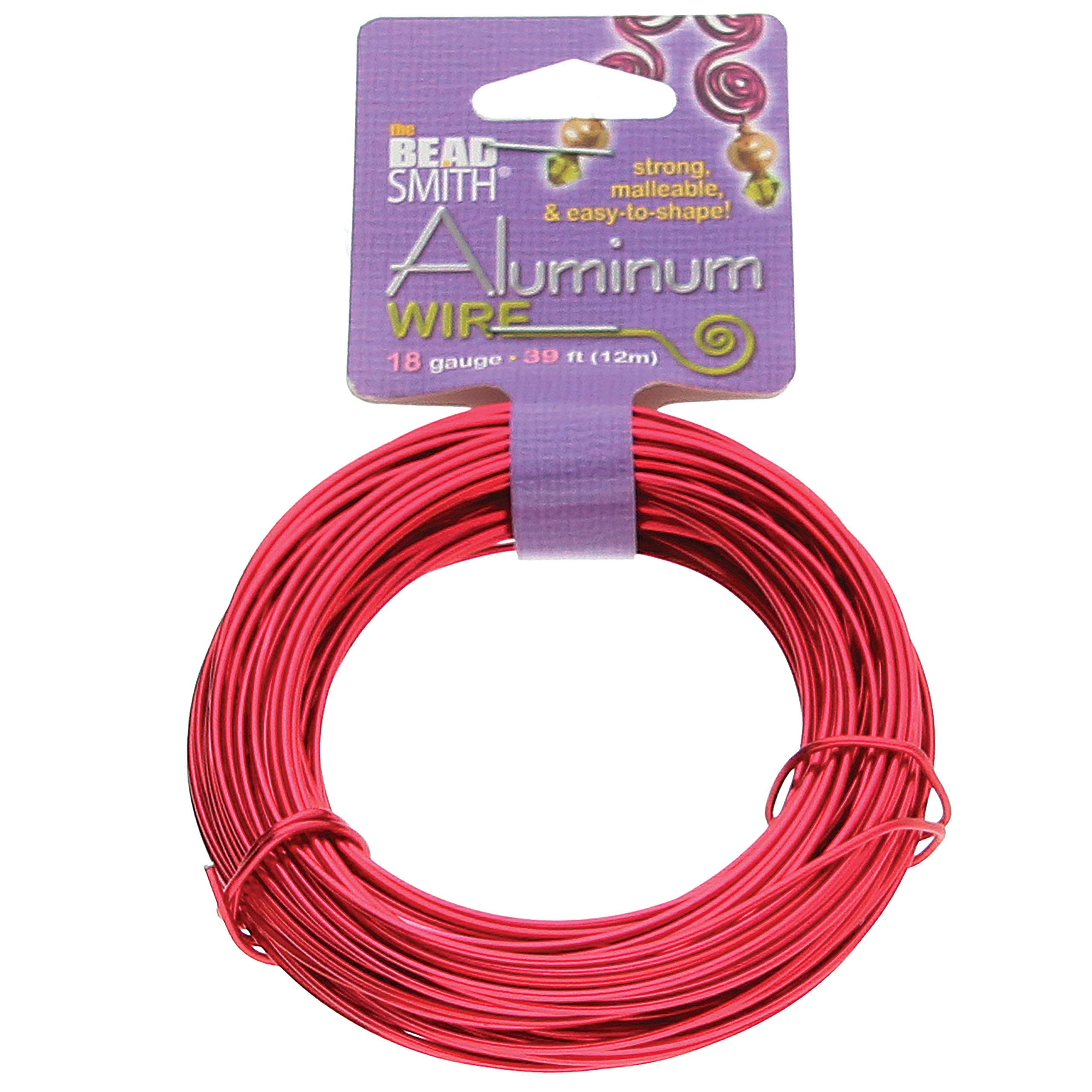 The Beadsmith 18-Gauge Anodized Petite Cut Aluminum Wire for Jewelry Making, 39 Feet / 13 Yard Spool (Red Color)