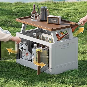 和　BOX テーブルにも！ Amazon.co.jp: 収納ボックス 収納ケース 95L大容量 キャンプ