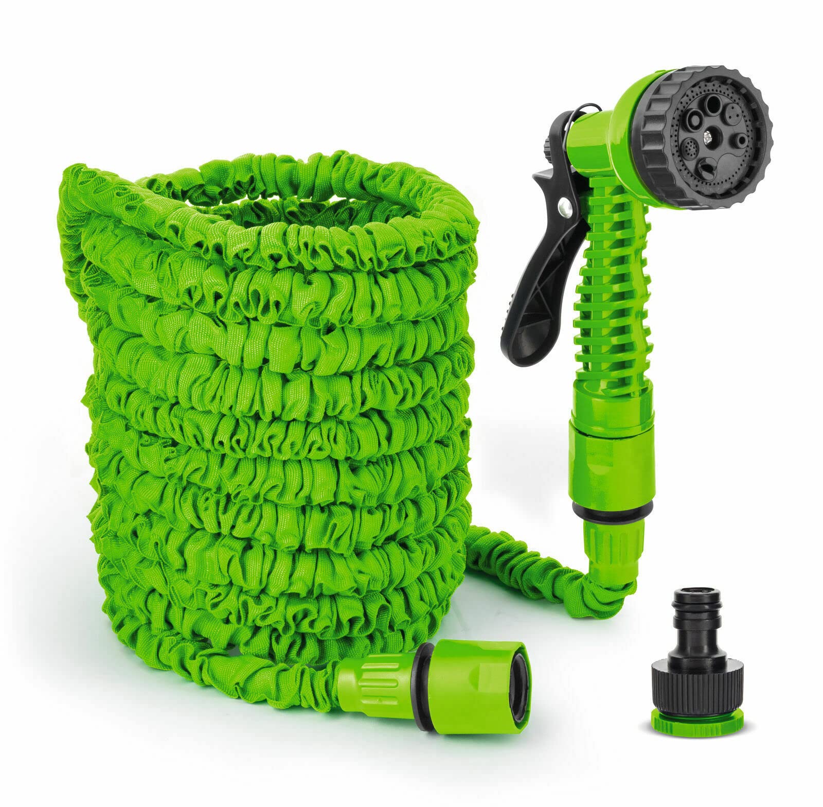 New Expandable Garden Water Hose Pipe 50FT With Nozzle & Full Fittings 7 Function Spray Gun Nozzle To Water Plants Garden Extra Strength Flexible Lightweight Leak Proof & Kink Free Garden Hose (Green)