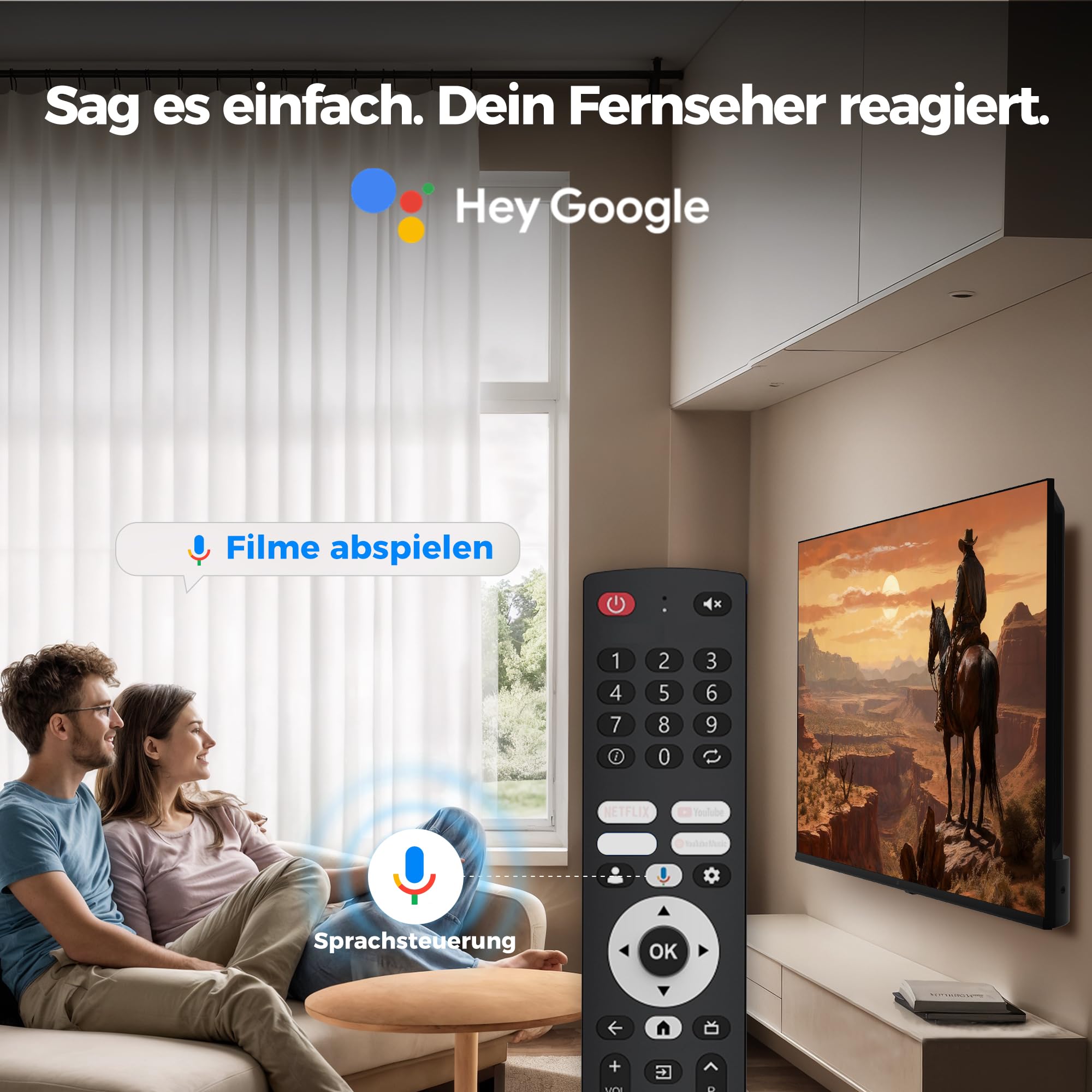 FPD Fernseher 55 Zoll Smart TV, 4K UHD mit Google TV & Google Cast, Dolby Vision und Atmos, HDR 10, MEMC für flüssige Bewegungen