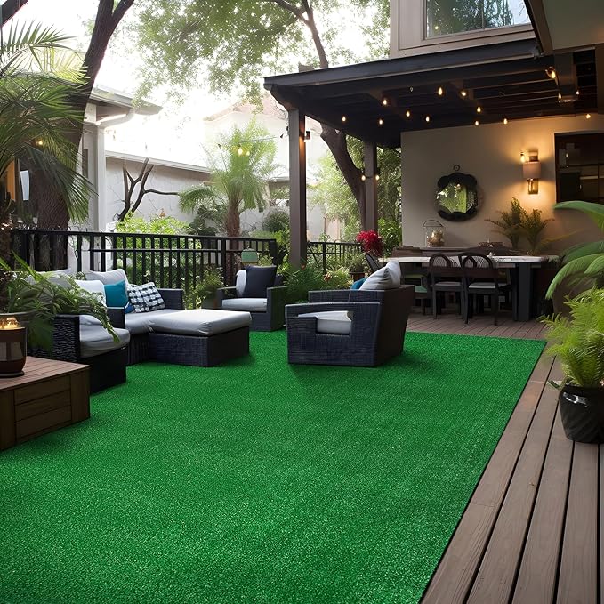 Amazon.com: Rugshop Artificial Turf Solid Grass for Backyard, Garden ...