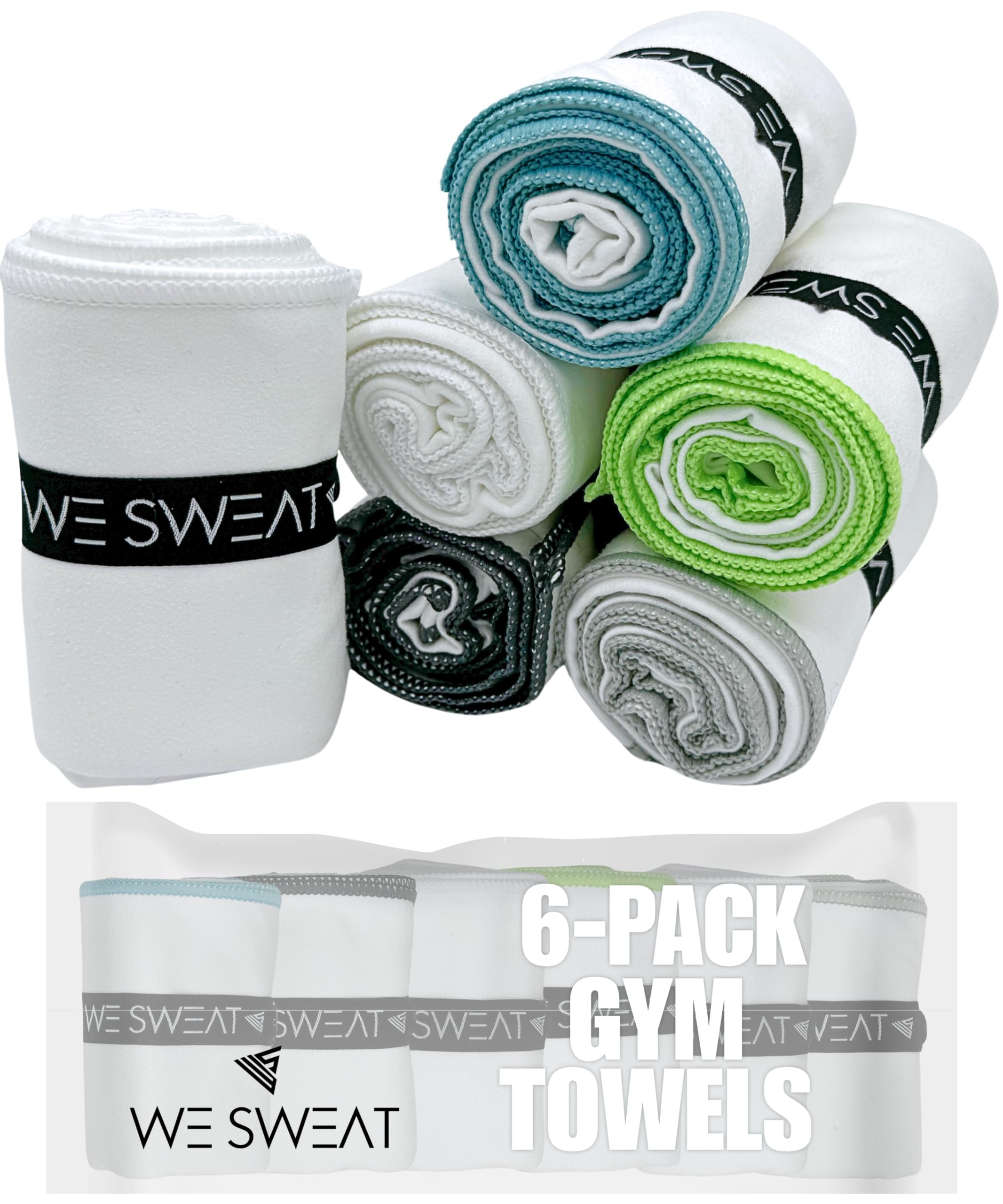 We Sweat 6-Pack Microfiber Gym Towels