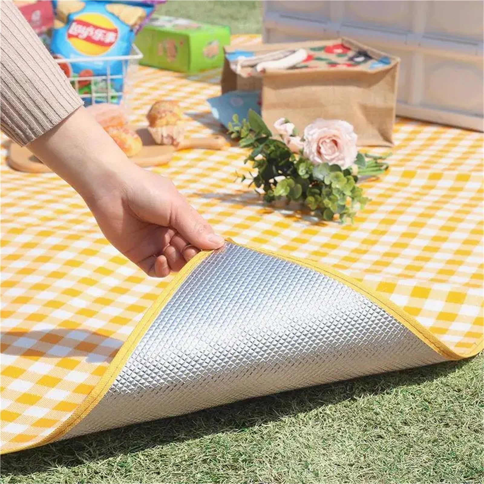 Koc piknikowy z folii aluminiowej perłowej bawełny