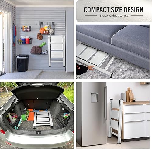 Miniatura 6 de DOFIMATE Escalera de 3 escalones, escalera plegable de 3 escalones, taburete plegable de 3 escalones con pedal antideslizante ancho, escalera de