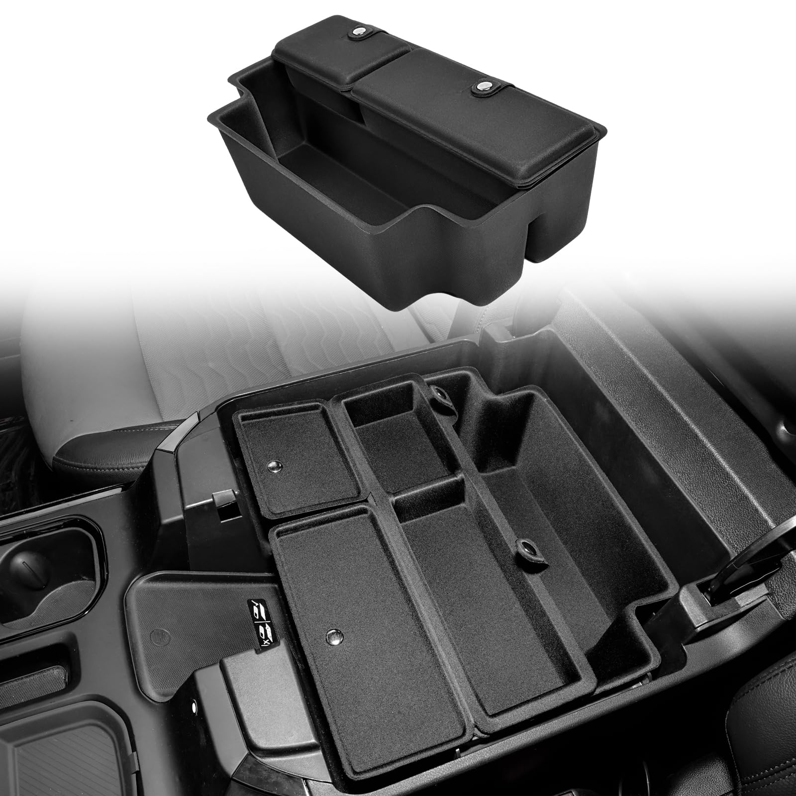 BESTAOO Center Console Organizer Compatible with 2022-2026 Chevy Silverado/GMC Sierra 1500 Armrest Storage Box