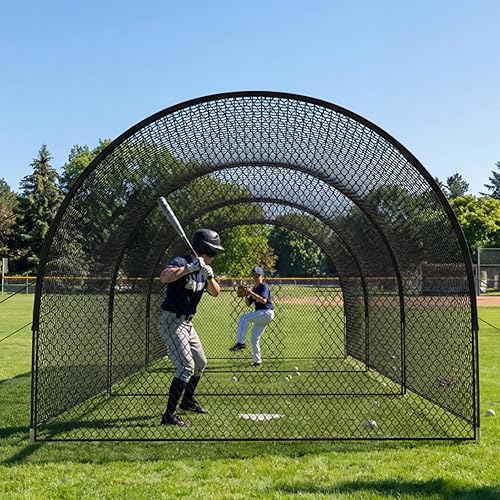 33ft Batting Cage Net with Frame, Multi-Sport Practice Cage for Baseball, Softball, and Golf, Use in Yard or Sports Field