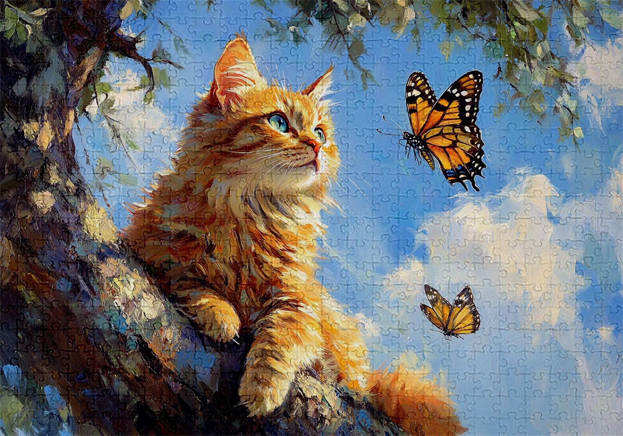 Puzzle 3000 elementów kot puzzle dorosły motyl 122 x 81 cm unikalne rzemiosło klasyczne 3D drewniana układanka do rodzinnych gier biznesowych, układanka zrób to sam do dekoracji ścian domu, prezenty C