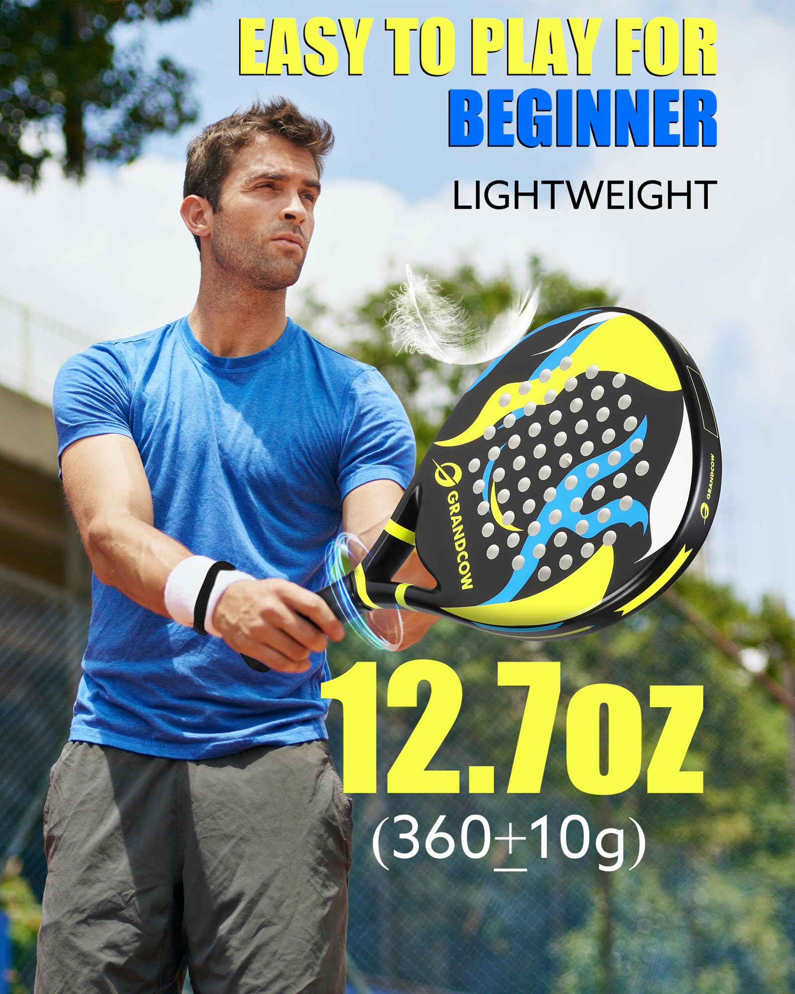 Padel Racket raqueta de Padel Pop Tennis Paddle Carbon Fiber Pala Padel Racket Beginner Full Set with Cover Bag overgrip and 3 Balls(2Pcs Black 3balls)
