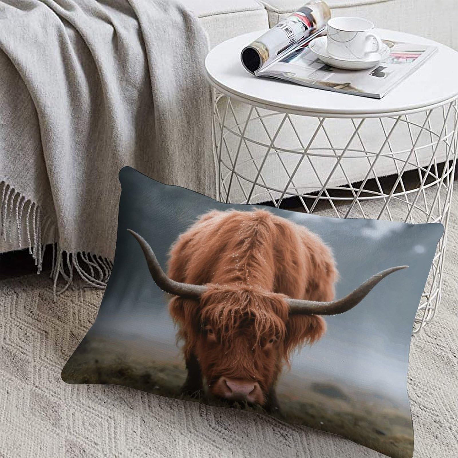 FodPand Decorative Throw Pillow Covers 8x12 Short Plush Highland Cow Body Pillowcase Cushion Cases with Invisible Zipper Rectangle Lumbar Pillow Shells for Sofa Couch Chair Bed Home Decor