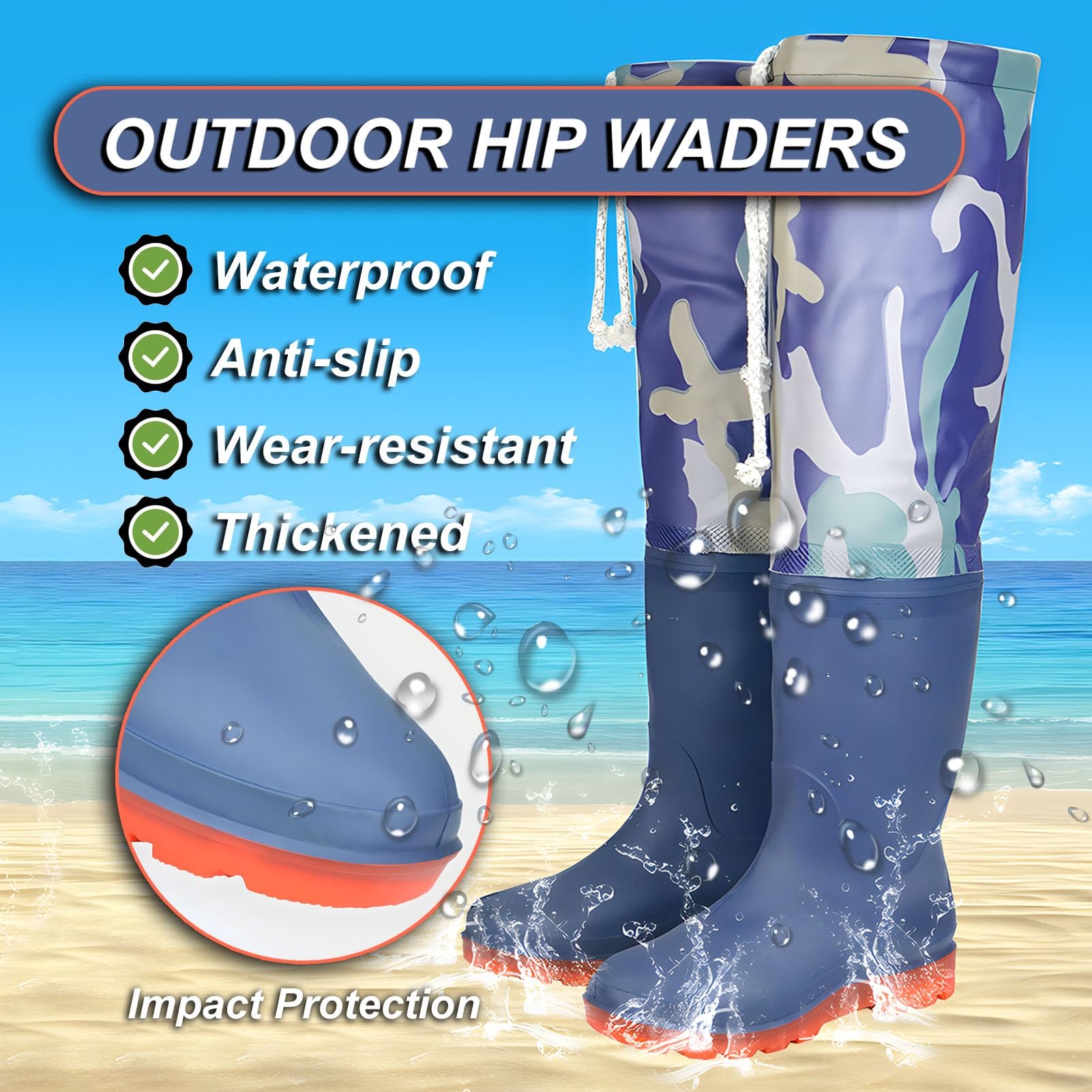 Waders hip Robusti Stivali da Pesca In PVC, Stivali da Pesca Mimetici Impermeabili da Uomo Adatti Alla Forma del Piede, Per La Caccia E La Pesca Nelle Paludi