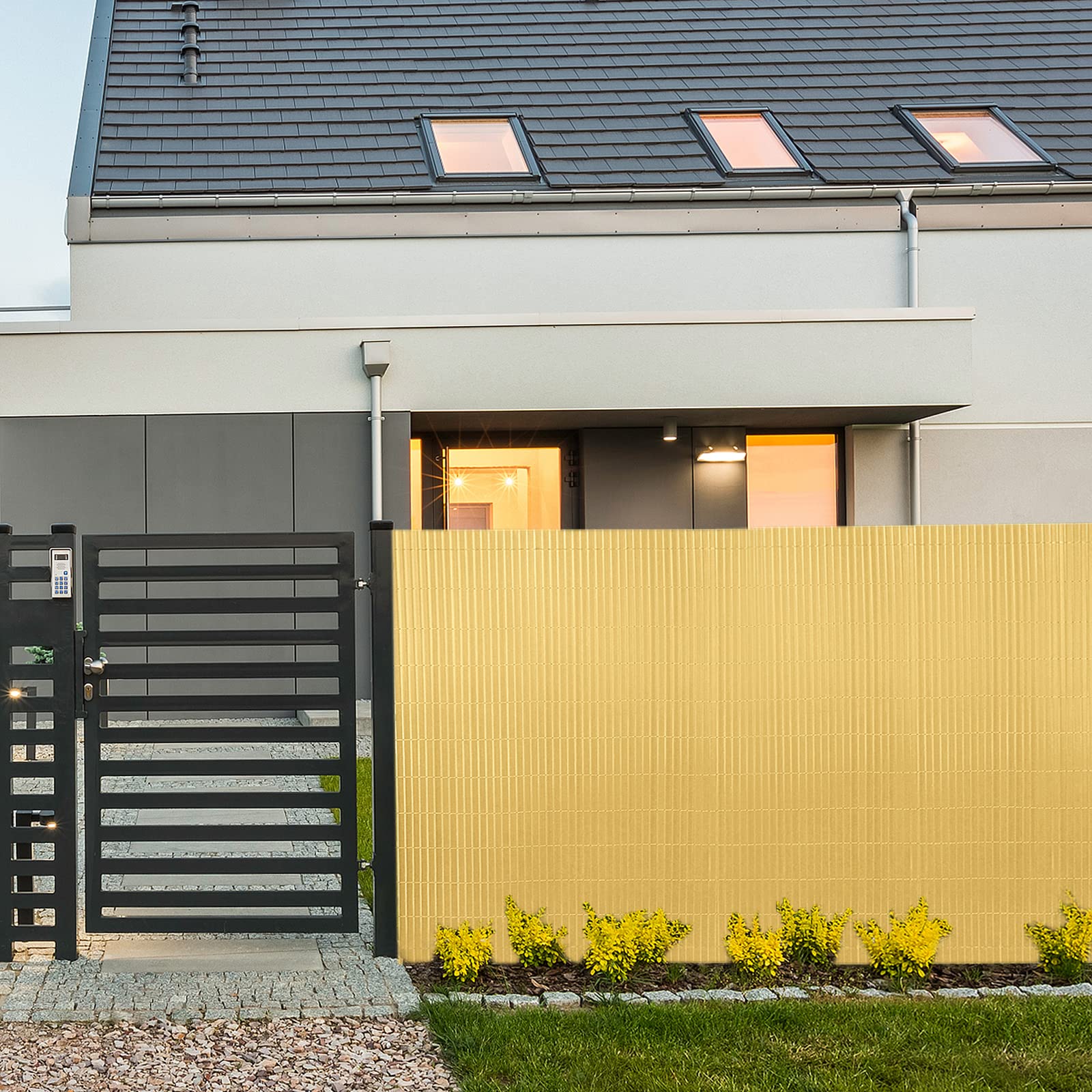 Recinzione frangivista in PVC, 200 x 300 cm, bambù, per esterni, con lamelle rinforzate, paravento, resistente ai raggi UV, per giardino, balcone, recinzione, terrazza, accessori