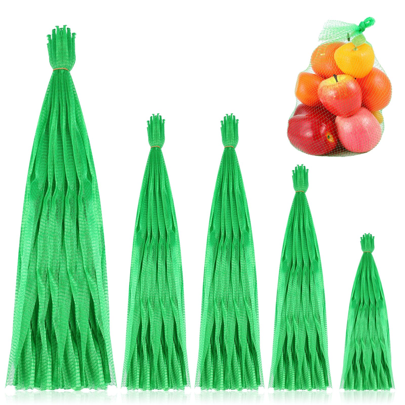 Windyun 500 Pcs Reusable Mesh Produce Bags Bulk, 24, 20, 18, 14 Inch, Green