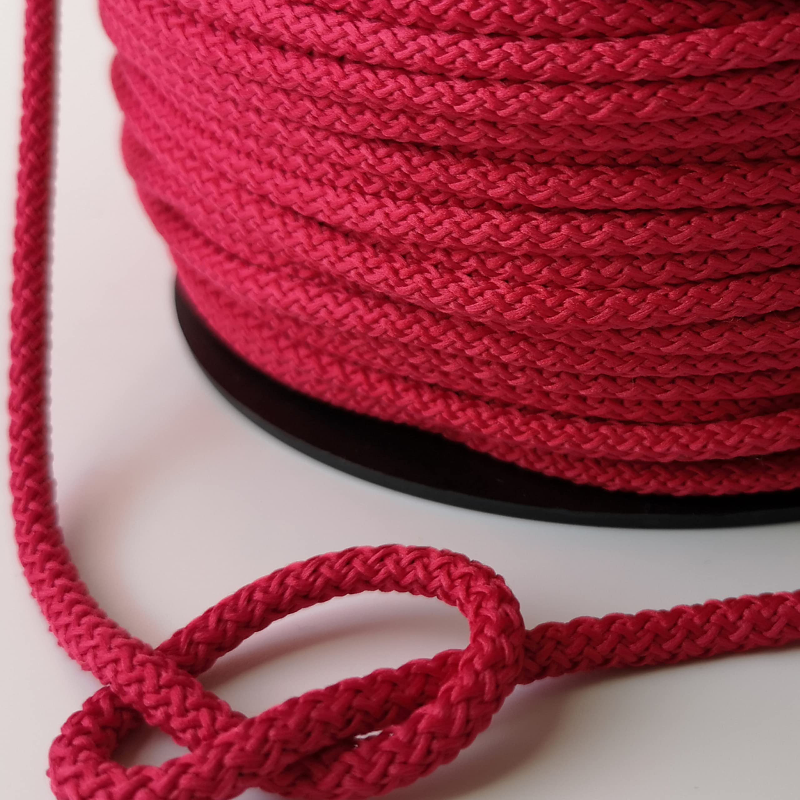 5mm Cord Drawstring Rope Polypropylene Strong String Craft Lacing Braided DIY (Raspberry, 20 meters / 65 ft) — image 1