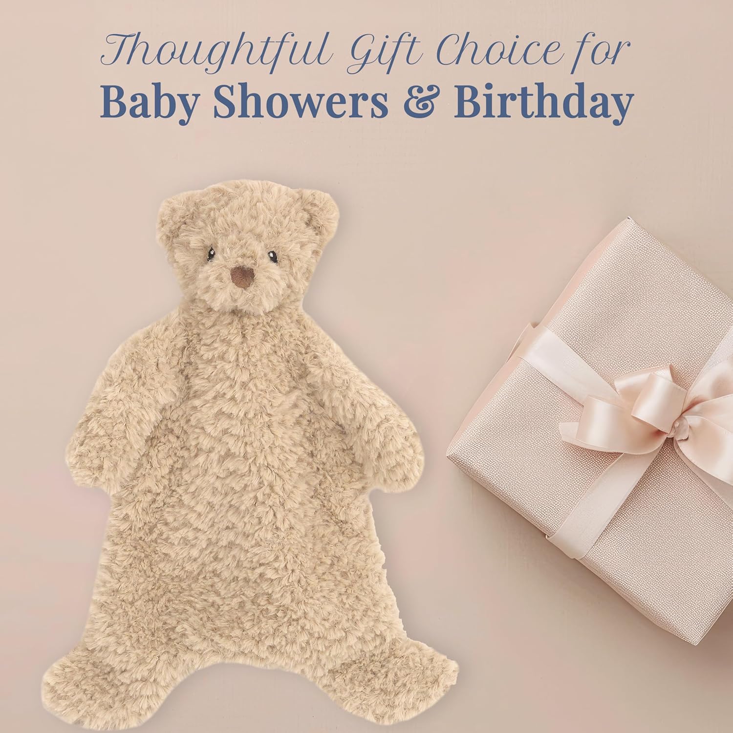 MON AMI Marshmallow Bear Plush Lovey for Babies – 15-Inch | Baby Snuggle Toy | Perfect Newborn Essential for Birthdays & Baby Showers