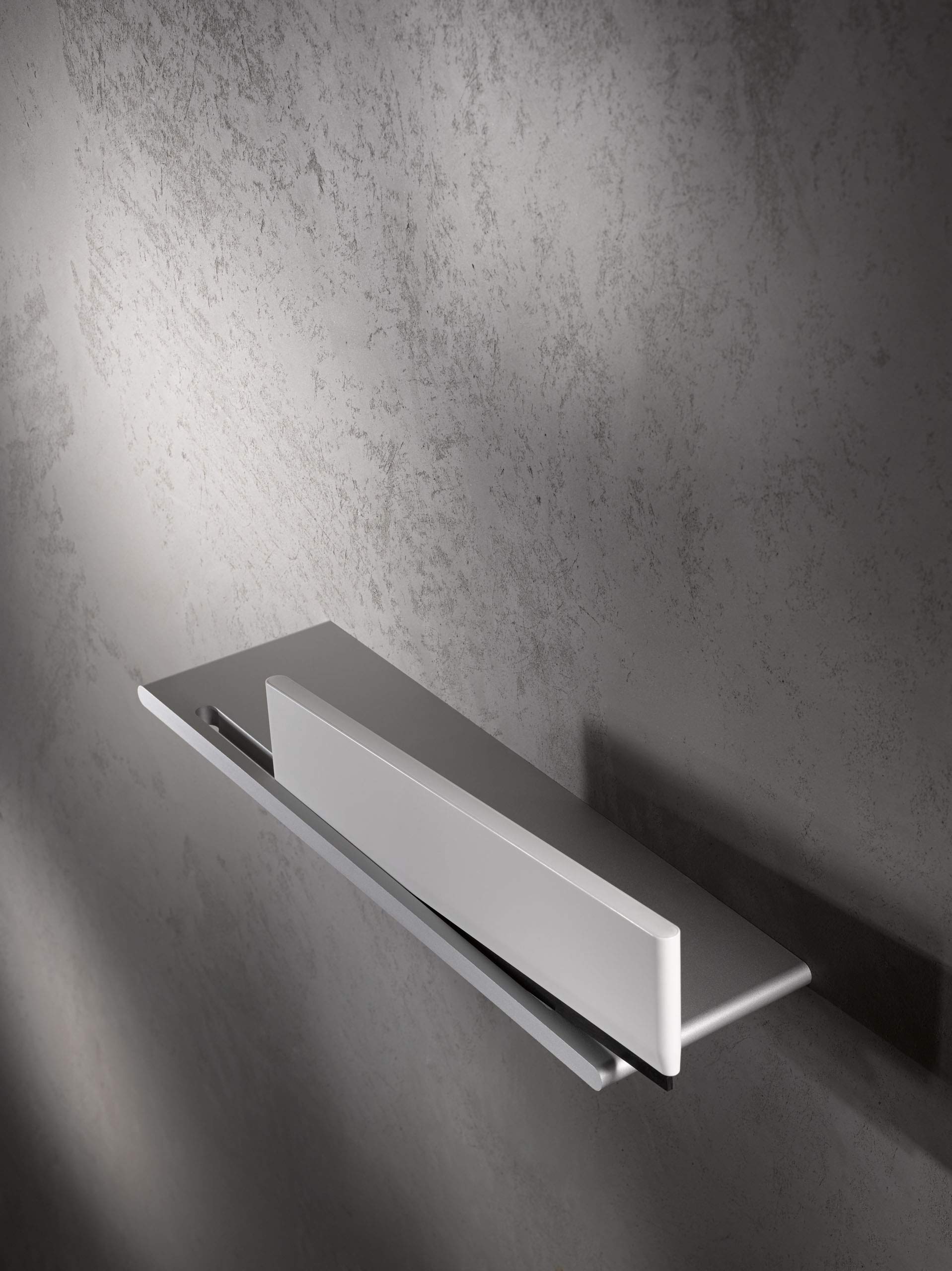 Keuco Edition 400 11559170000 Mensola in Alluminio per Doccia con Elemento Rimovibile in Vetro, Colore: Argento anodizzato/Bianco