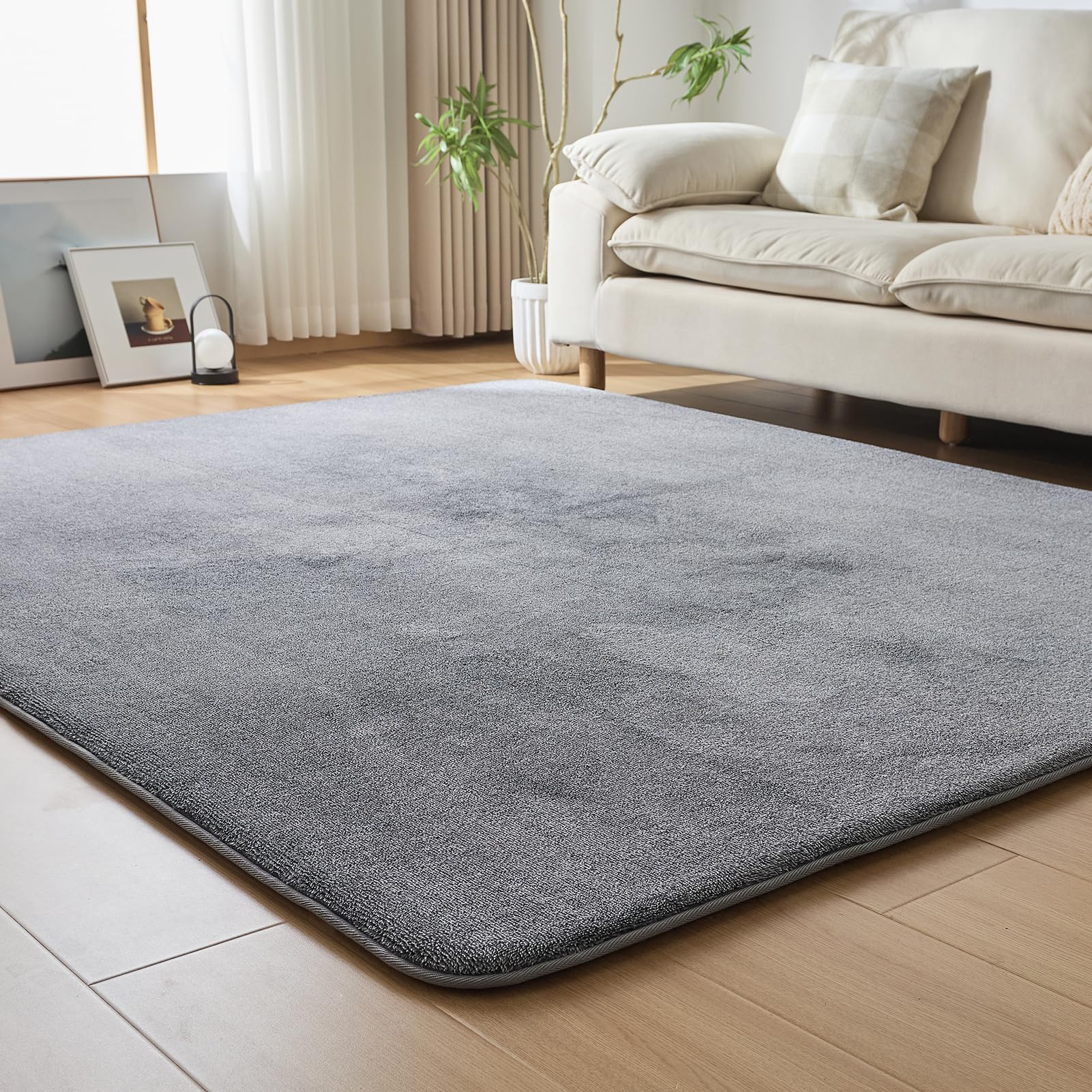 VK·LIVING Tapis de qualité supérieure - 30 mm d'épaisseur - Éponge haute densité douce à poils moyens - Tapis antidérapant pour salon, chambre à coucher, chambre d'enfant, bureau - Gris - 120 x 170 cm
