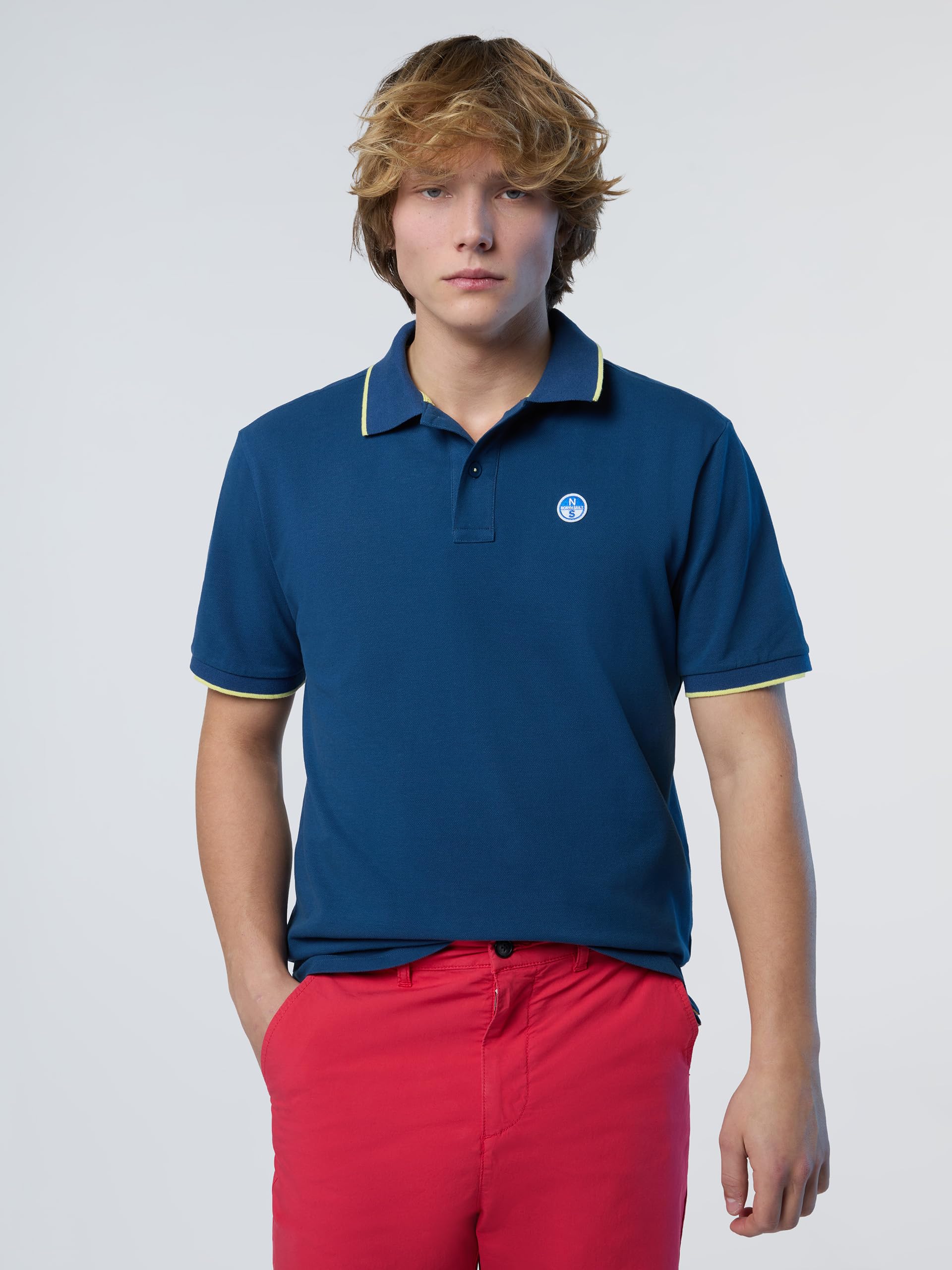 NORTH SAILS Polo Uomo in piqué di Cotone Organico con Dettagli a Contrasto