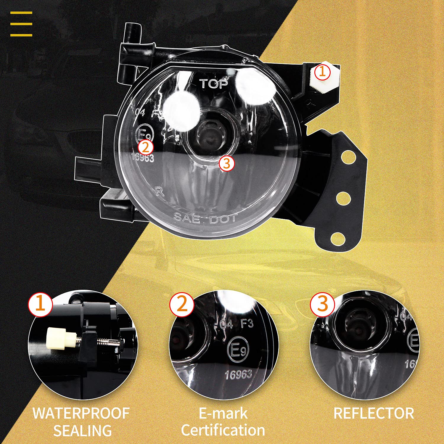 Nebelscheinwerfer passt für BMW 5 Series (E60/E61) 03-07 3 Series SDN/WGN E90/E91 04-12 M-package 3 Series CPE/CONV E46 03-07 6 Series E63/E64 03-10 BMW X3 E83 03-06 Ein Paar Saubere Linse HB4