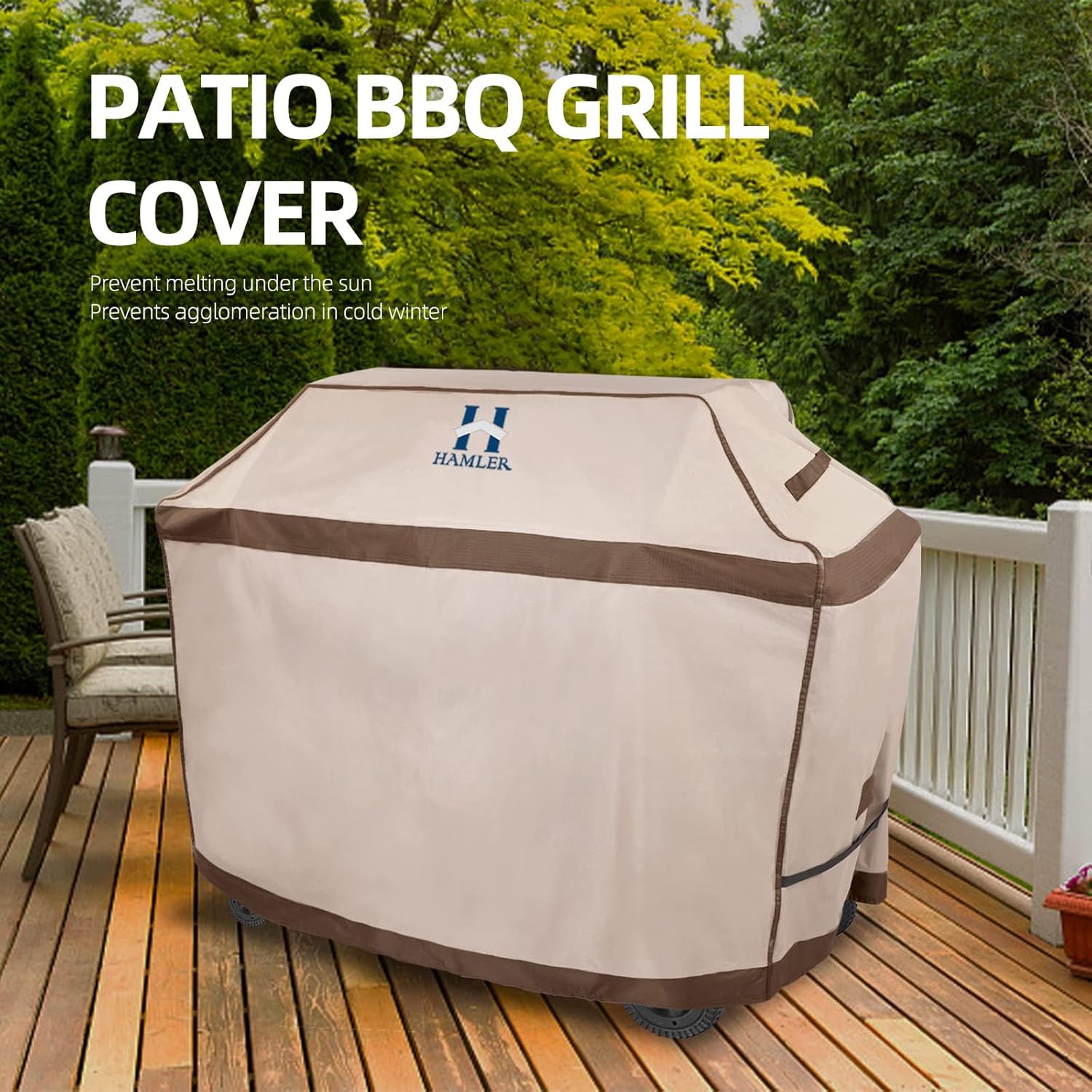 HAMLER Grill Cover 52 Inch, Heavy Duty Waterproof BBQ Covers, Gas Grill Covers Fits Weber Spirit, Weber Genesis, Char-Broil, Nexgrill, Brinkmann, Brown & Beige - Image 7