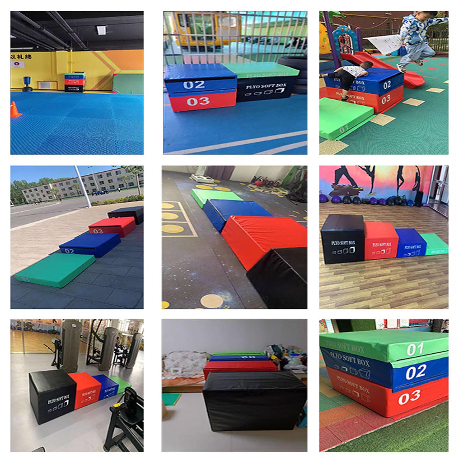 Cajón de Salto Pliométrico Caja de Salto 4 en 1 Suave Plyo Box Equipo de Entrenamiento de Fitness en Casa Resistente al Desgaste y Antideslizante para Ejercicio Salta(Color:Children Blue/75x55x25cm)