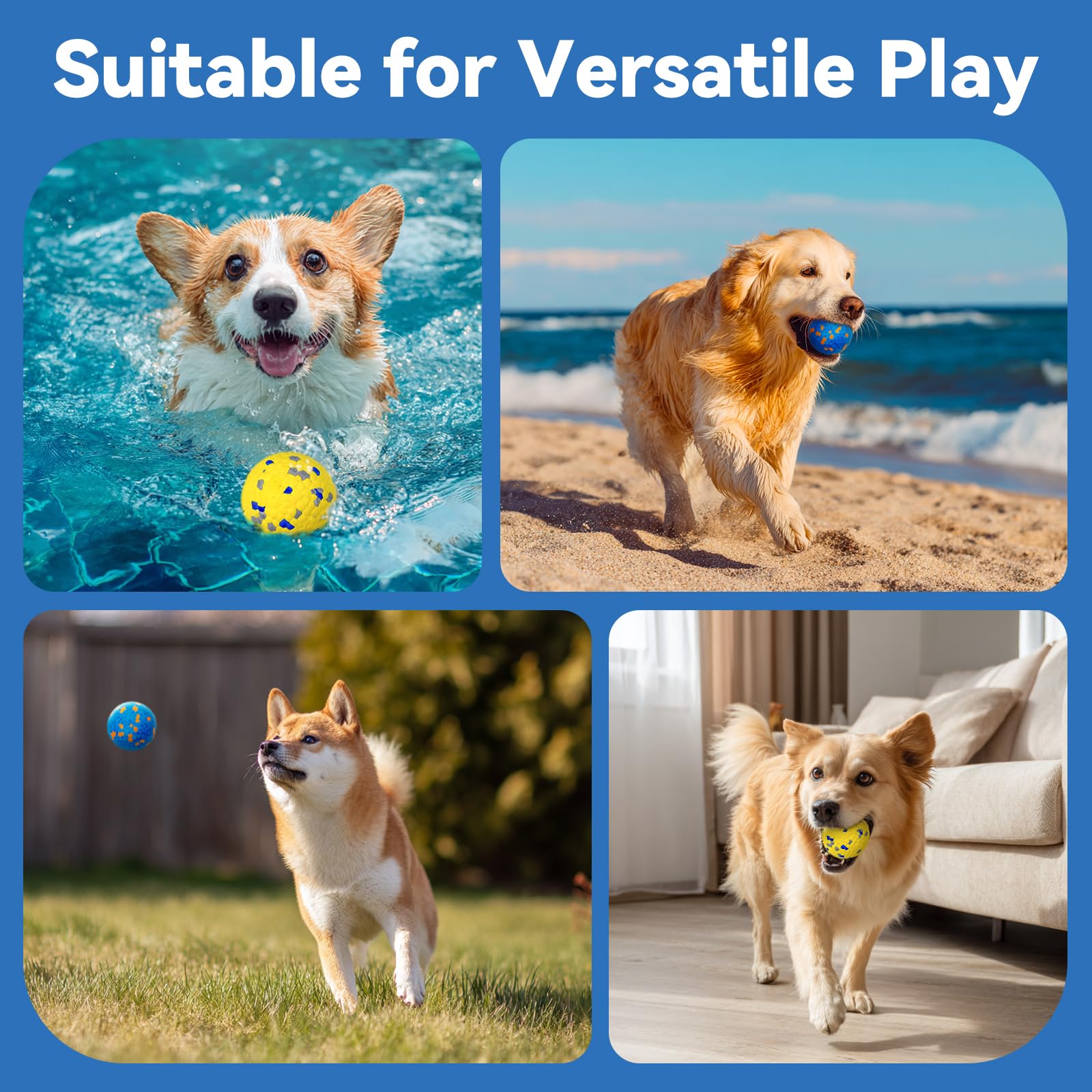 Pelotas para perros para masticadores agresivos, pelotas de tenis para perros, pelotas de dentición indestructible para perros pequeños, medianos y grandes, juguetes flotantes para buscar