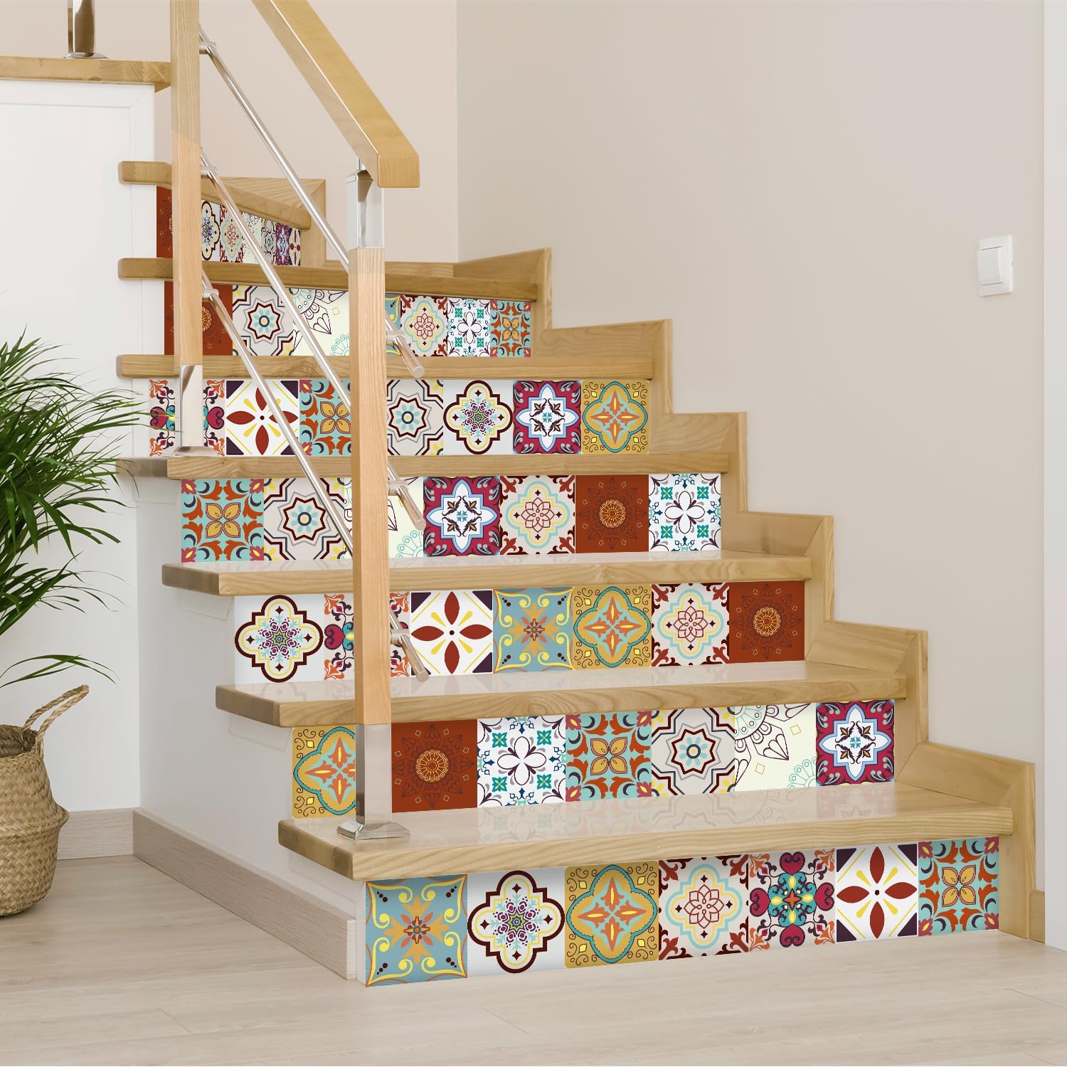 タイル貼り、 24枚入り タイルステッカー 防水 耐油 剥がして貼る 粘着式 浴室 キッチン バックスプラッシュ用 マルチカラー 複