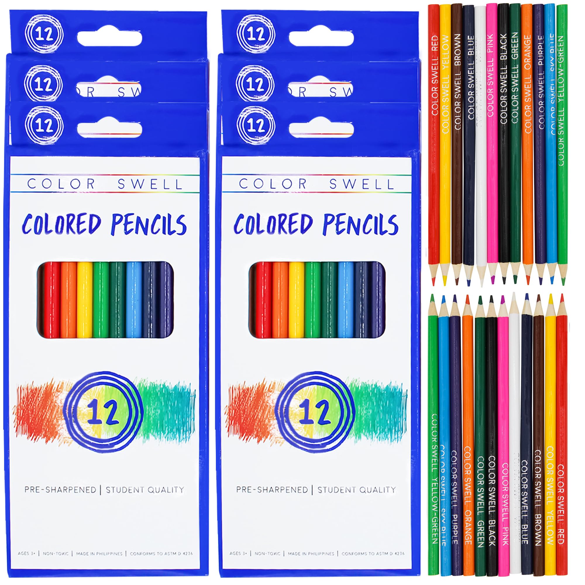 Color Swell Bulk Colored Pencils, 6 Packs (72 Total)