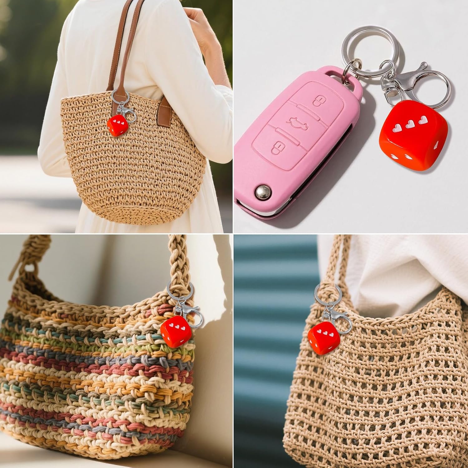 Angyape Cute Dice Keychain Bag Charms Purse Charms for Handbags Tote Bags Backpack Car Key Rings Accessories Gifts for Women - Image 3