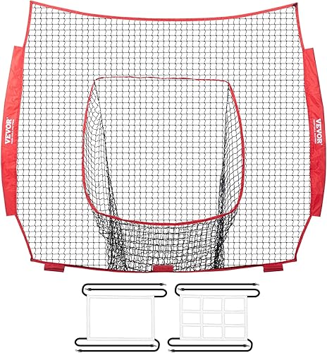 Miniatura 1 de VEVOR Red de práctica de béisbol y softbol de 7 x 7 pies, red de entrenamiento de béisbol portátil para golpear bateo, atrapar lanzamiento, equipo