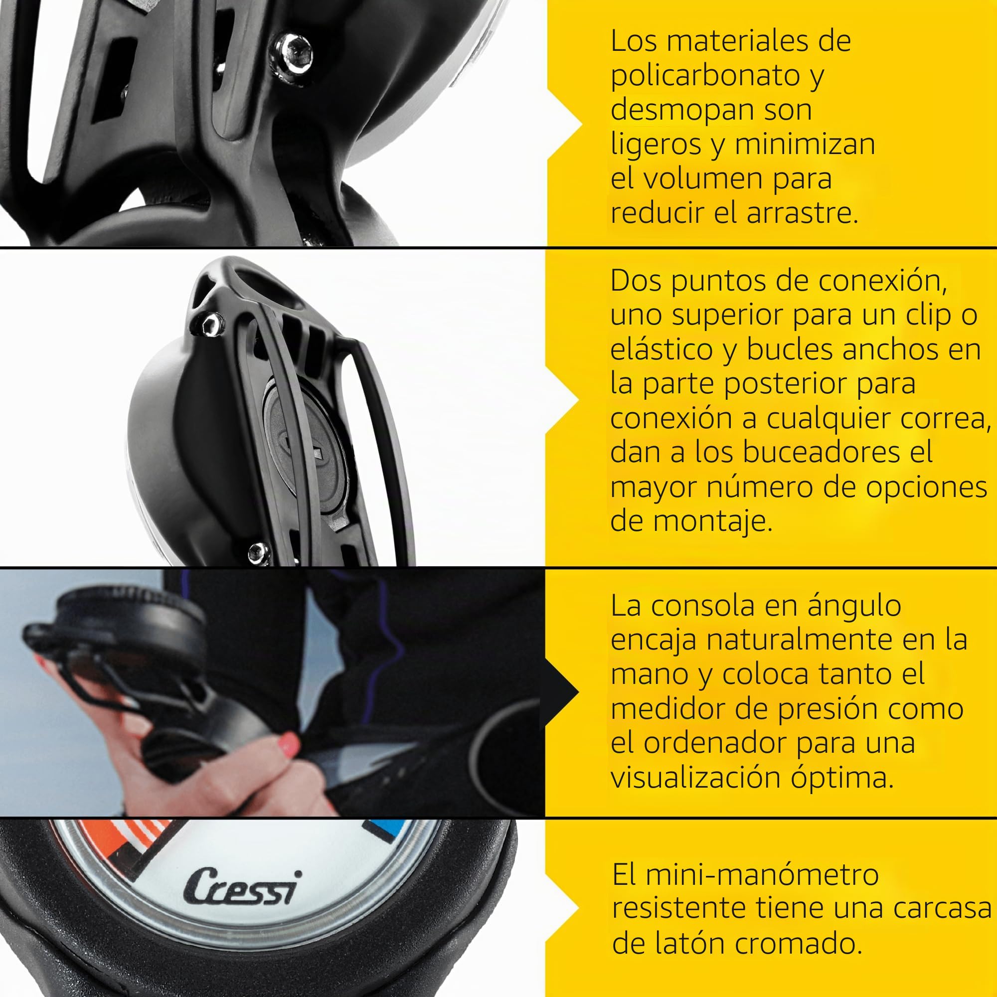 Cressi Giotto Console - Consola de Buceo Profesional (Presión en Bar)