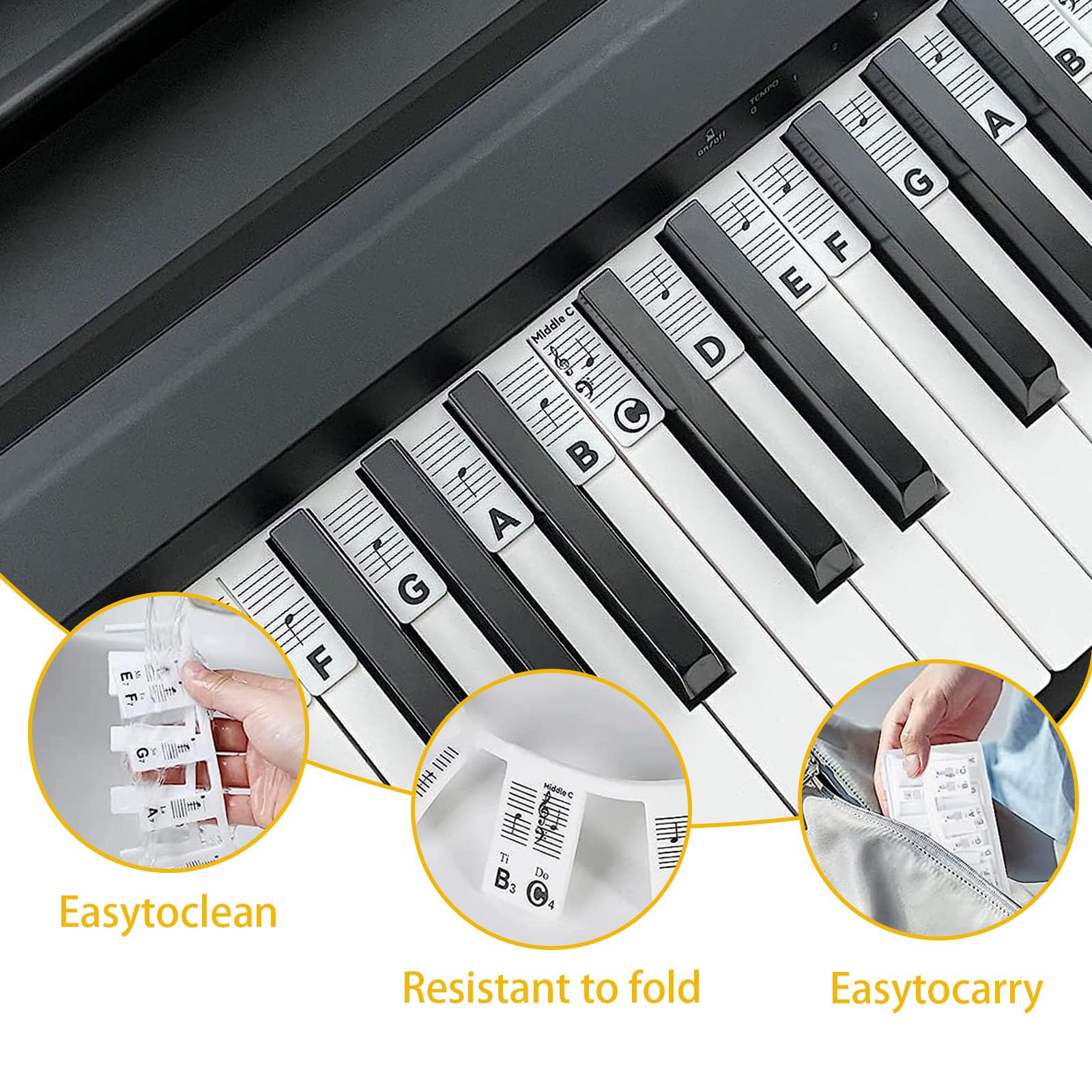 Silicone Autocollants De Clavier De Piano, Amovibles Touches