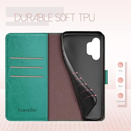Miniatura 5 de XcaseBar Funda tipo cartera para Samsung Galaxy A13/5G/4G/A04 con bloqueo RFID, tarjetero de crédito, funda de piel sintética con tapa para