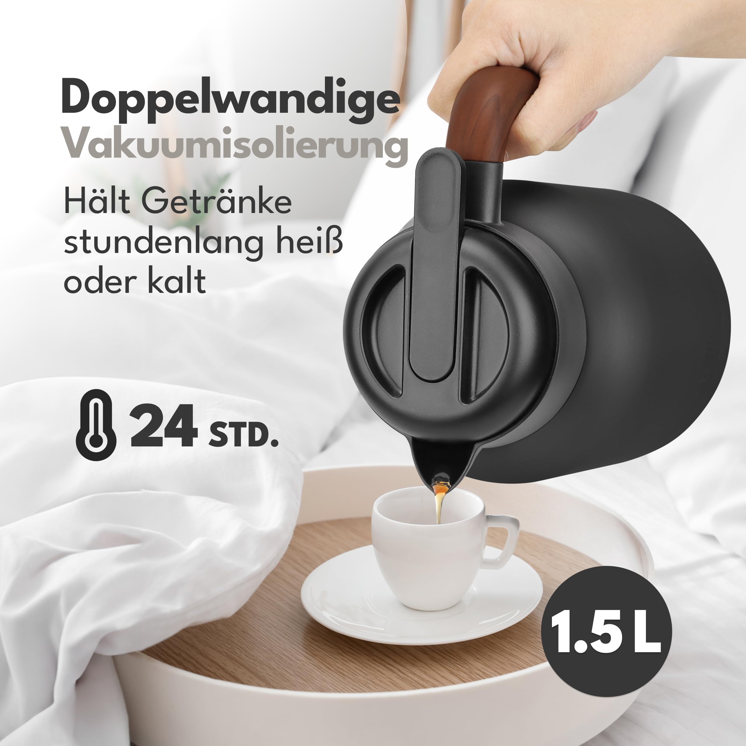 LEBENLANG BUNDLE 1,5L Thermoskanne Keramikbeschichtung + 1.7 L Wasserkocher