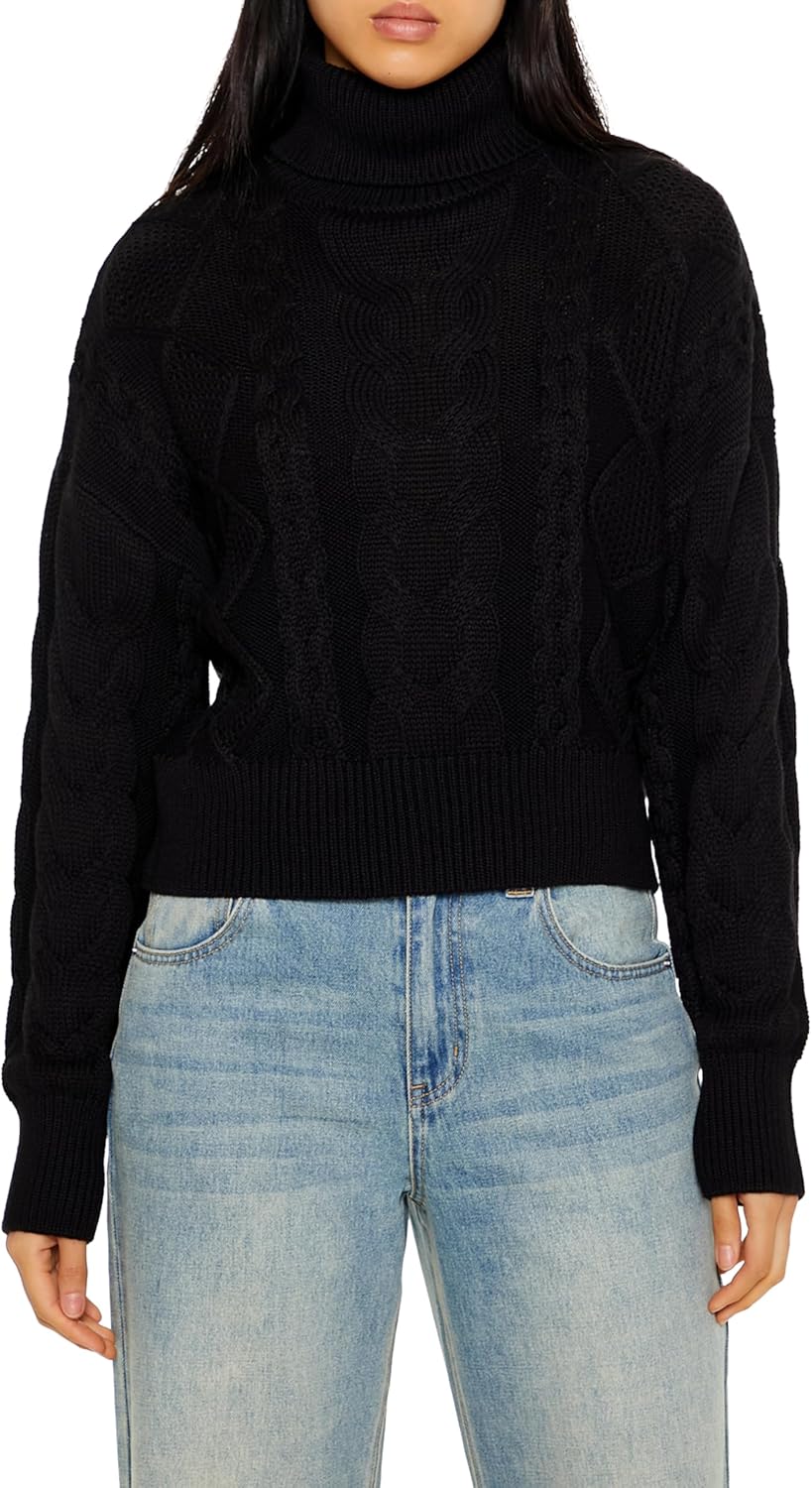 Forever 21 Womens Cable Knit Turtleneck Sweater