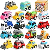 Fajiabao 18PCS Mini Pull Back Toy Cars for Toddlers 2-6: Trucks, Excavators, Party Favors, Goodie Bag Stuffers Boys Girls