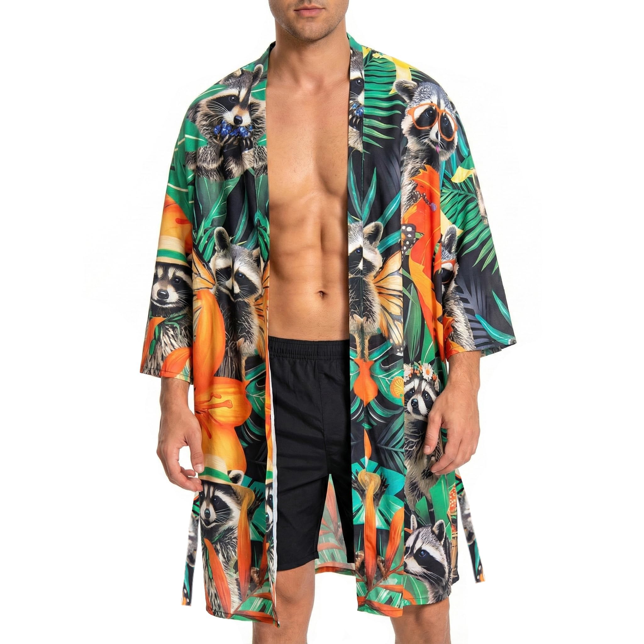 OLAOLA Kimono Plage Homme Cardigan Vacances Été Cover Up Léger Poolparty | Cover-up léger pour vacances d'été. Parfait pour piscine, croisière, EVG et voyage tropical. Élégance estivale garantie.