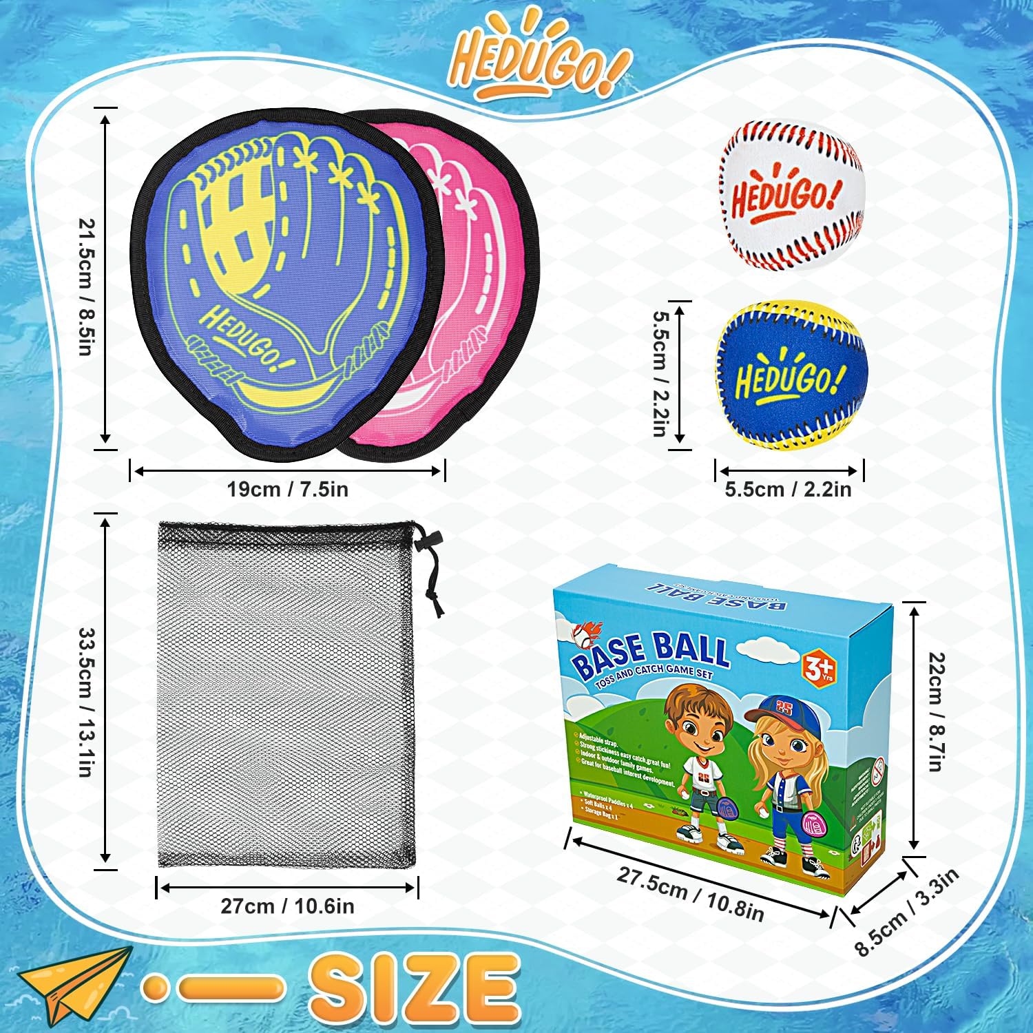 Toss and Catch Game Set Classical Outdoor Toys for Kids at The Beach, Yard, or Park Outside Games 4 Paddles 4 Balls Family Games for Kids and Adults Easter Toys Gifts