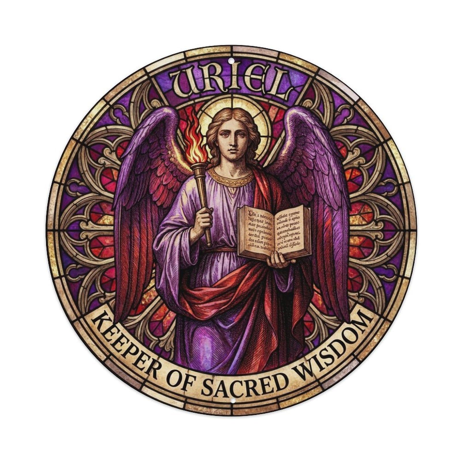 Keeper of Sacred Wisdom Divine Light Archangel Uriel Metal Tin Sign