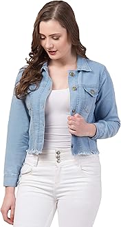 - Womens Denim Standard Length Full Sleeve Solid Jacket