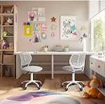 Homy Casa Ergonomic Office Desk Chair for Students Teen - Colorful Upholstery Task Chairs Breathable Back, Adjustable Tilt for Study Room Dormitory Computer, Mist Grey Fabric