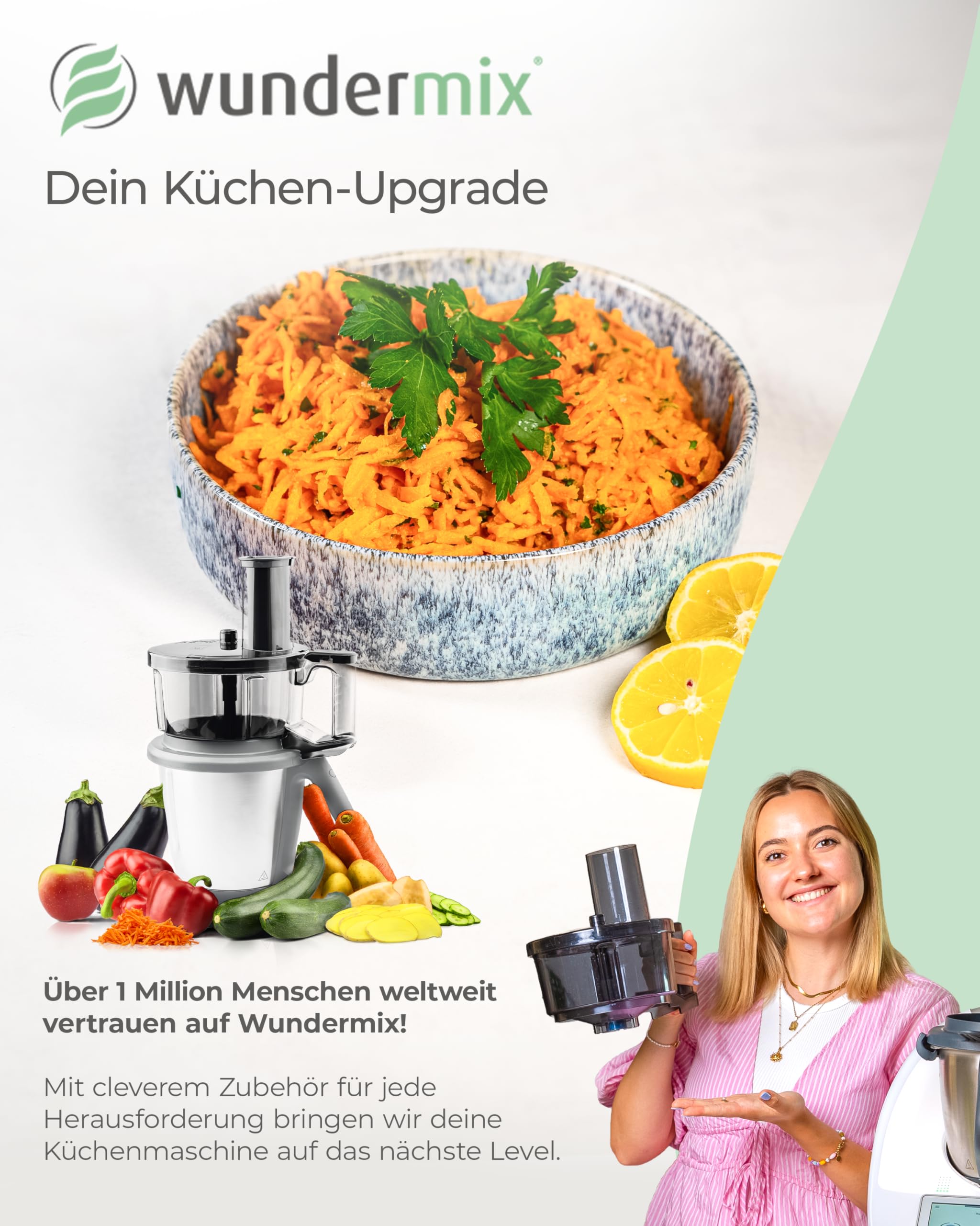 Wundermix - WunderSlicer® V2 Gemüseschneider für TM6, TM5 | Gemüse & Obst schneiden & raspeln im Thermomix, innovative Küchenhilfe, Made in Germany