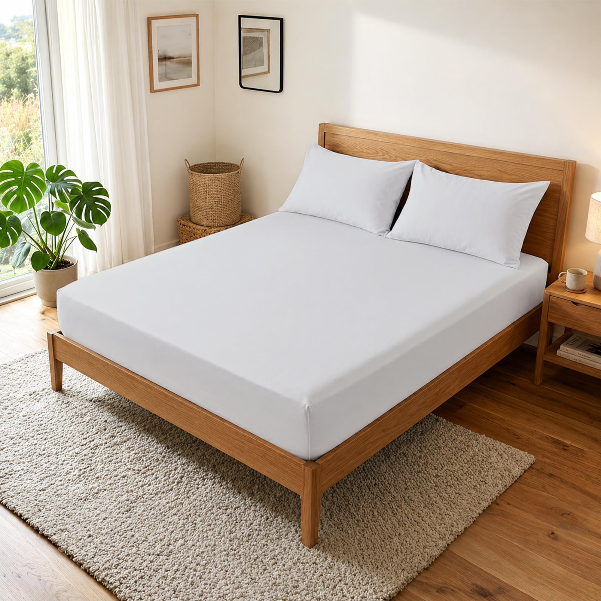 DANYDude 40 cm Deep Small Double Fitted Sheet 100% Egyptian Cotton 400 Thread Counts Bed Sheet With Fully Elastic Corner For Comfortable Bedding — image 1