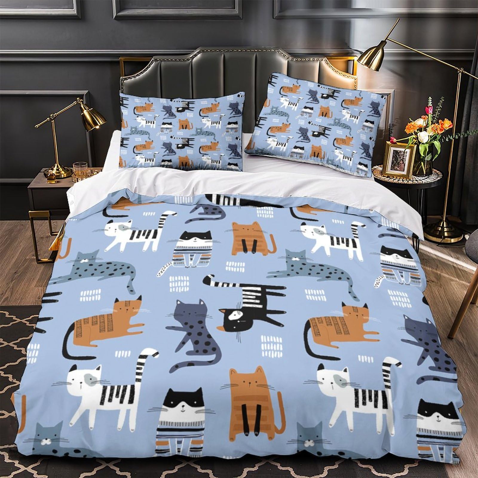 Housse de couette chat sous l'eau 3D imprimée lit 2 personnes fantaisie respirante