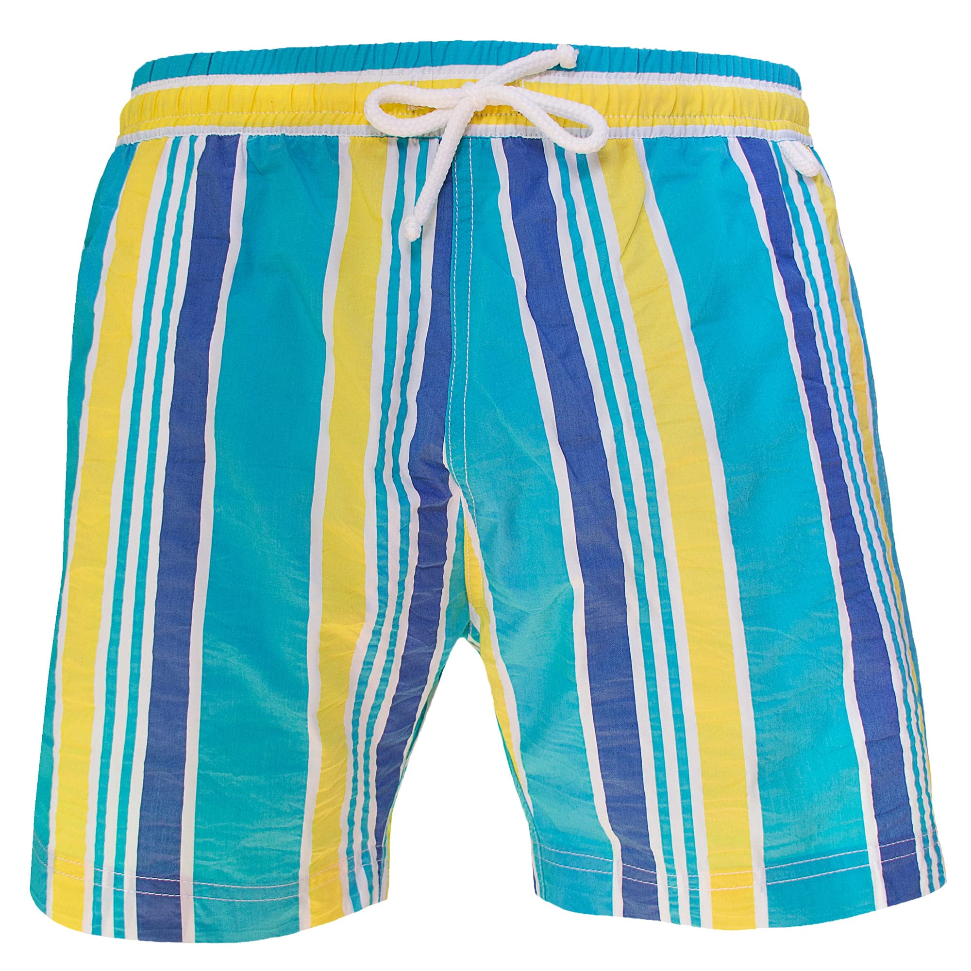 Les loulous de la Playa – Bañador para hombre de rayas anchas, azul turquesa y amarillo azul XXL