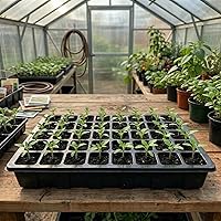 Vista 5 de Gardzen Juego de 5 bandejas de inicio de semillas, bandejas duraderas para germinación de plantas con cúpulas y bases ventiladas de humedad, ideal